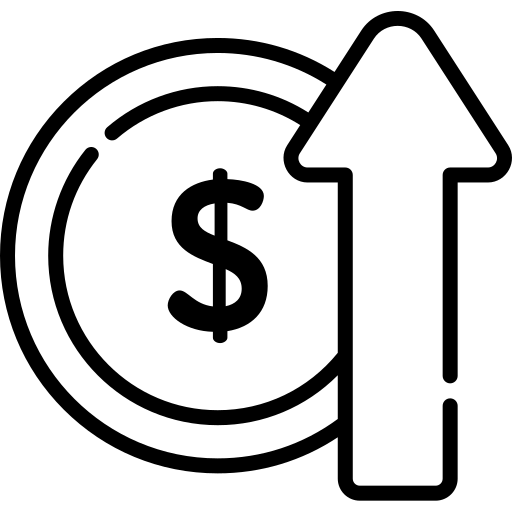 Ikona ze zwiększeniem pieniędzy